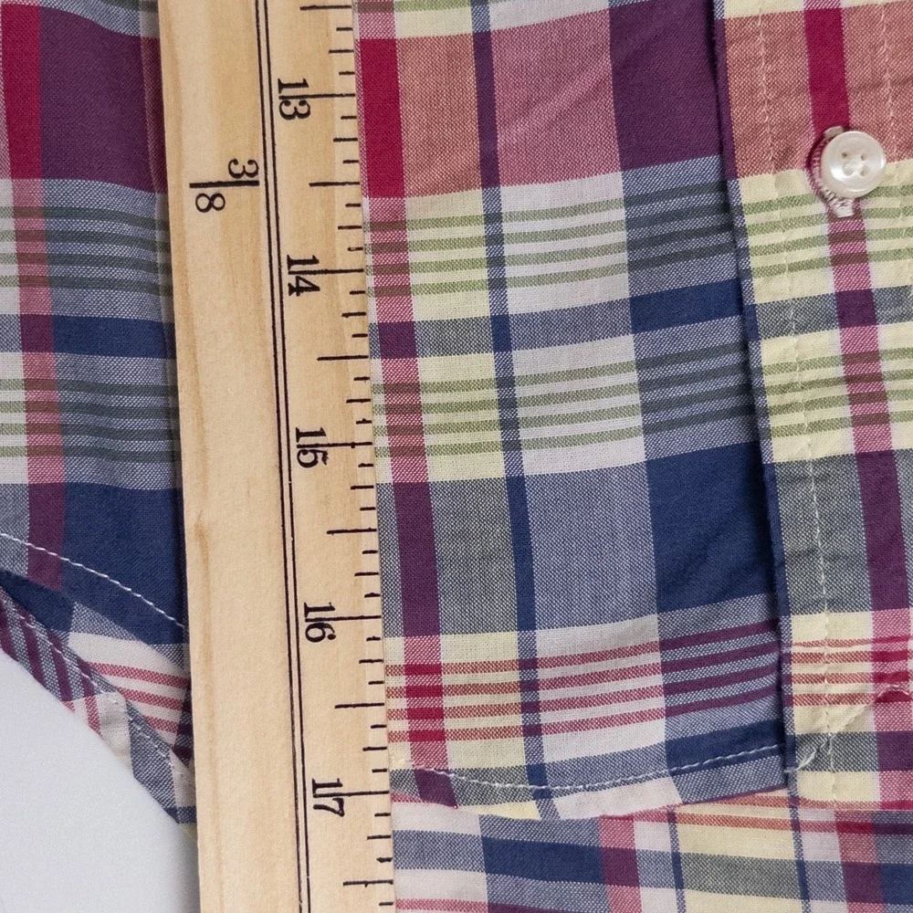 Ralph Lauren Madras Plaid Button Down Logo Short‎ Sleeve Shirt Boys Sz 4T